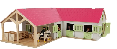 Kids Globe Horse Eckstall mit 3 Boxen und Abstellraum 1:24